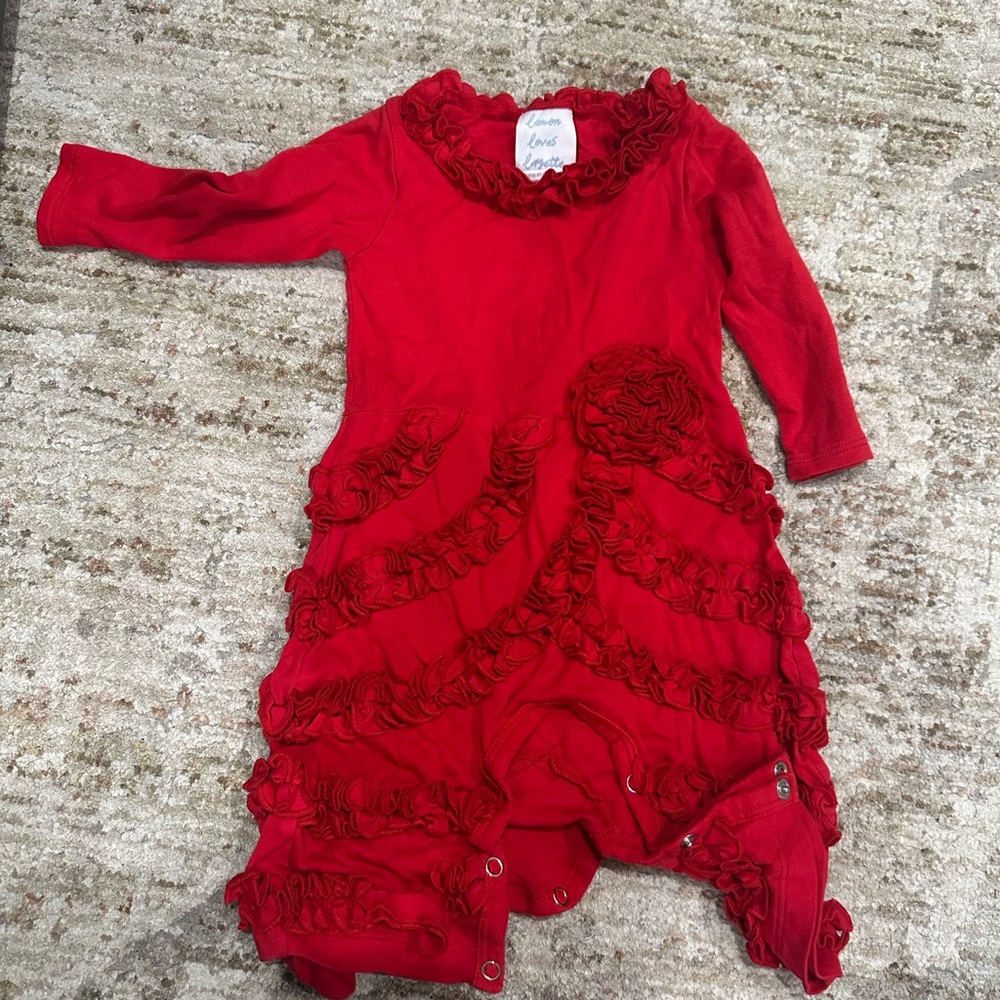 Lemon Loves Lime Red Ruffled Bodysuit